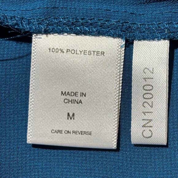 New York & Company Soho Teal Polka Dot Sheer V-Neck Blouse Size M - Picture 10 of 11